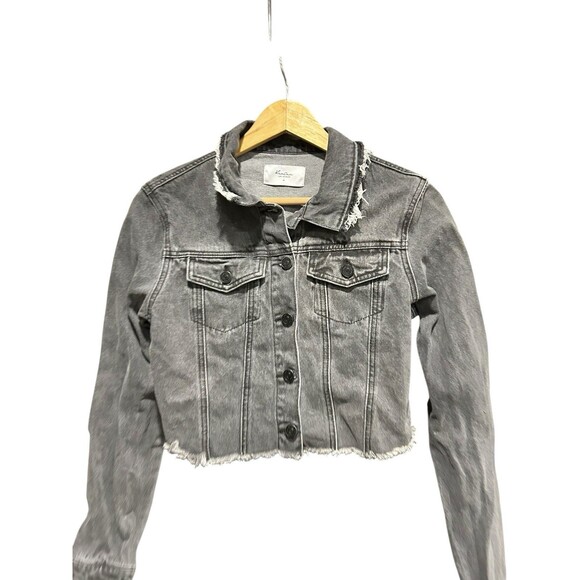 KanCan Jackets & Blazers - Kancan Denim Distressed Jean Jacket Black Medium Womens Frayed Button Down